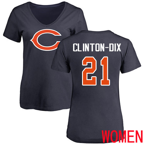 Chicago Bears Navy Blue Women Ha Ha Clinton-Dix Name and Number Logo NFL Football #21 T Shirt->women nfl jersey->Women Jersey